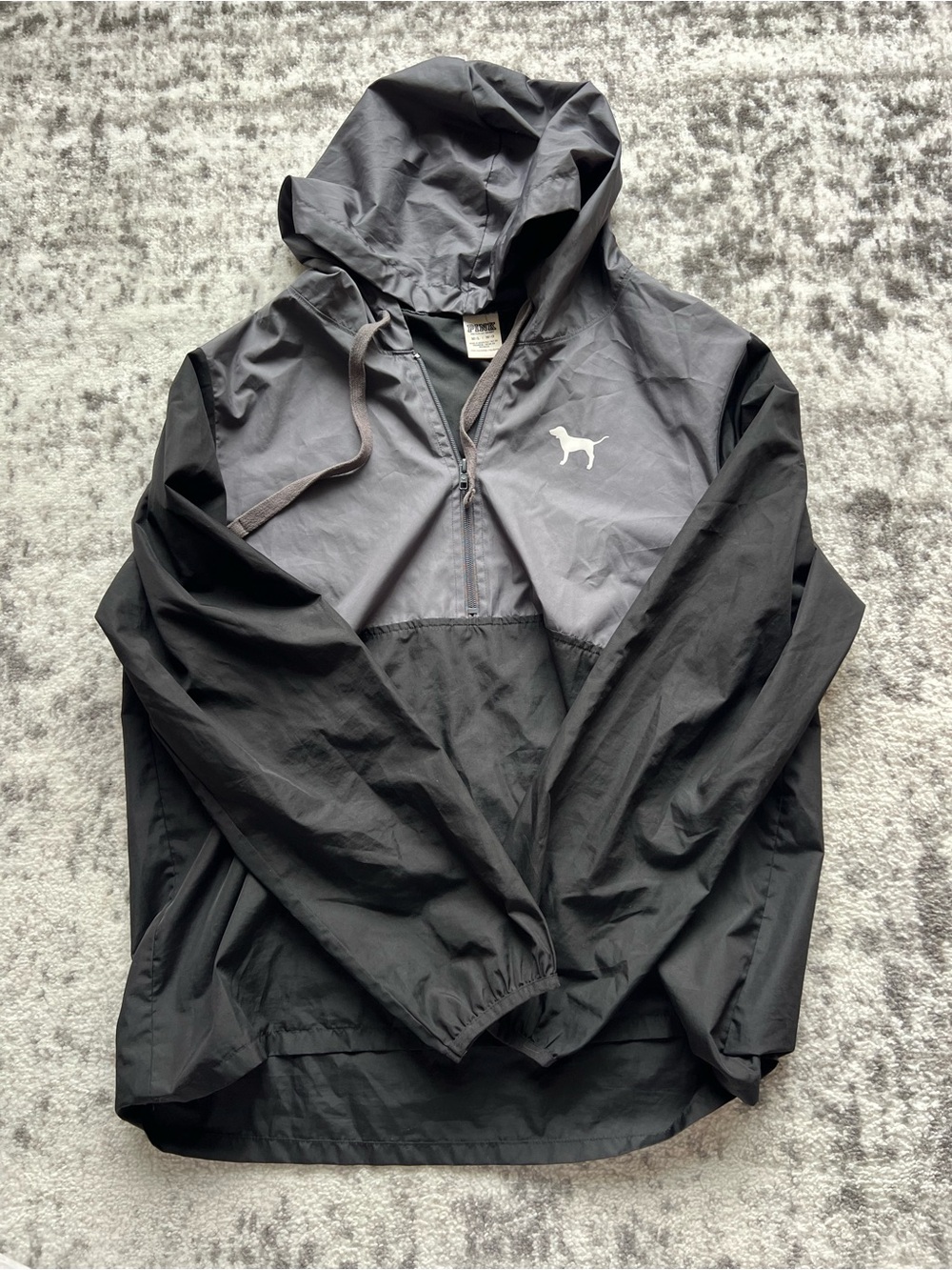 PINK Victoria's Secret Black & Gray Hooded Windbreaker